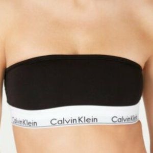 Calvin Klein Unlined Logo- Band Bandeau- size small, Black